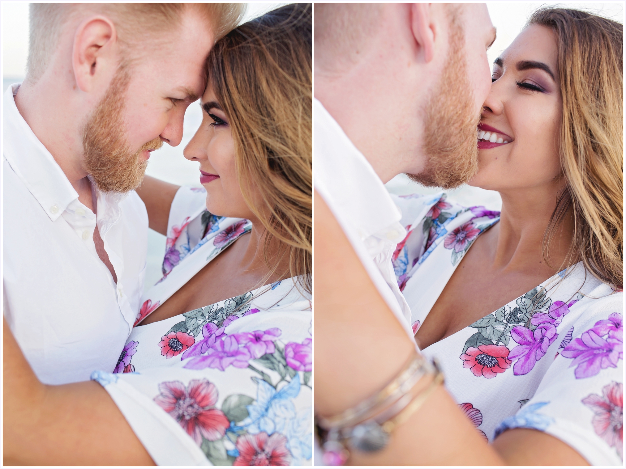 Close up of Jen and Alex Kissing | Angelface Photography North Florida Engagement Session at Atlantic Beach
